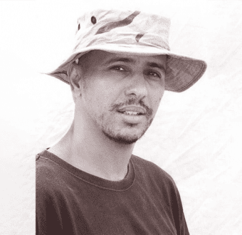 A man with a bucket hat